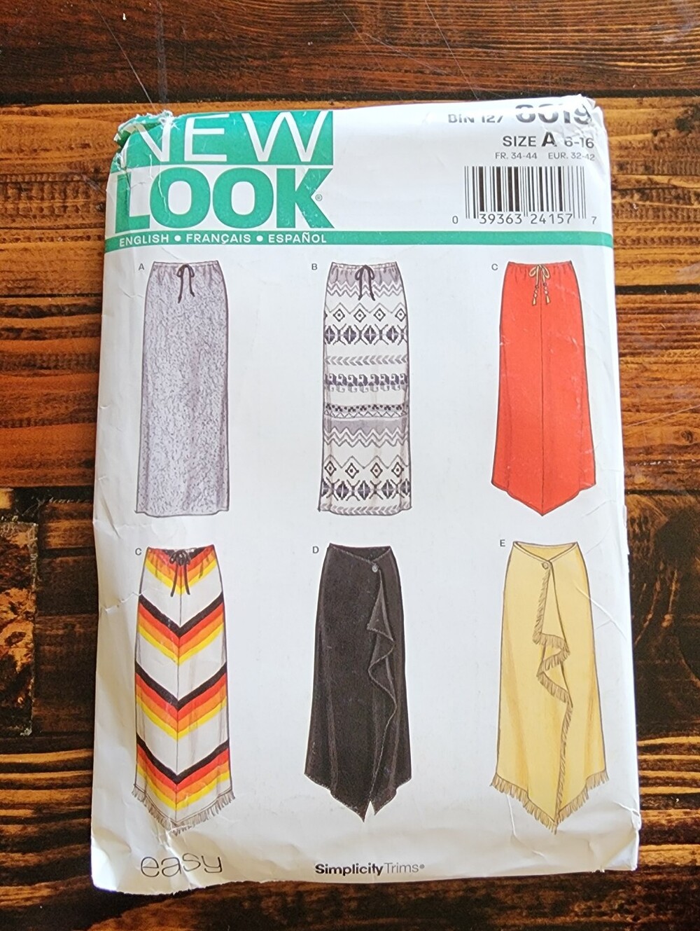 New Look #6019  Uncut Sewing Pattern Sz 6-16 - Misses' Skirts